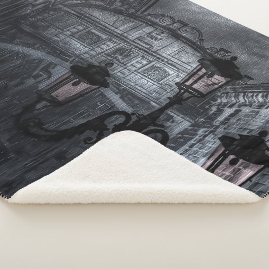 ダークヴェネツィアレインブリッジのため息の夜 シェルパブランケット (3/4)