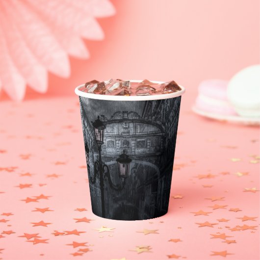 ダークヴェネツィアレインブリッジのため息の夜 紙コップ (インサイチュ)