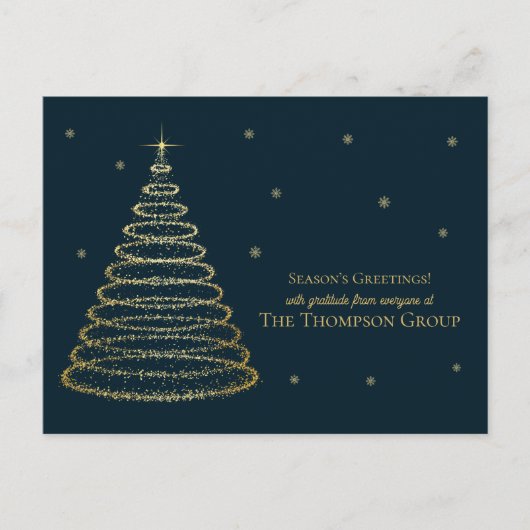 ダーク企業のグリーン&金ゴールドクリスマスツリー シーズンポストカード (正面)