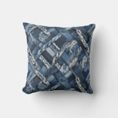 ダーク動揺してデニムパッチワークと組み合わせ クッション (正面)