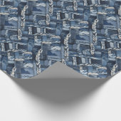 ダーク動揺してデニムパッチワークと組み合わせ ラッピングペーパー (角)