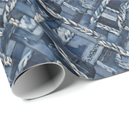 ダーク動揺してデニムパッチワークと組み合わせ ラッピングペーパー