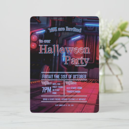 ダーク宇宙ステーションドアハローウィンパーティ招待状 招待状 (スタンド正面)