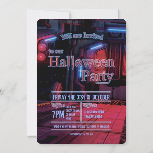 ダーク宇宙ステーションドアハローウィンパーティ招待状 招待状 (正面)