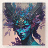 ダーク小妖精や小人ファンタジーアート ガラスコースター (正面)