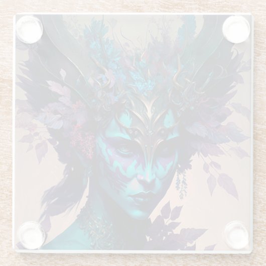 ダーク小妖精や小人ファンタジーアート ガラスコースター (裏面)