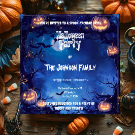 ダーク幽霊のよく出るハローウィンパーティとカボチャ&こうもり 招待状