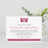 ダーク明るい赤紫色パペルピカドスタイルラブバード 招待状 (スタンド正面)