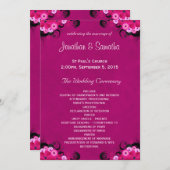 ダーク明るい赤紫色フローラフラット結婚式 プログラムテンプレート プログラム (正面/裏面)