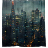 ダーク未来的なストーミーシティ シャワーカーテン (正面)