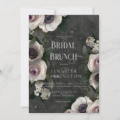 ダーク炭エレガントフローラモダンブライダルブランチ 招待状 (正面)