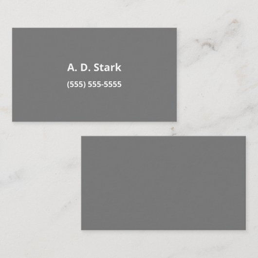 ダーク無地のグレイのミニマリスト 名刺 (正面/裏面)