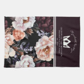 ダーク牡丹の花柄 | キッチンの女王 キッチンタオル (横)