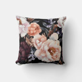 ダーク牡丹の花柄 クッション (正面)
