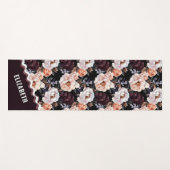 ダーク牡丹の花柄 | モノグラム ヨガマット (正面(横))