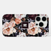 ダーク牡丹の花柄 | モノグラム Case-Mate iPhoneケース (裏面 (横))