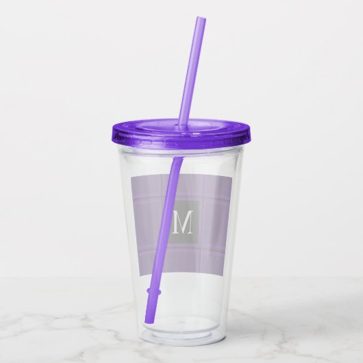 ダーク王室のパープルストライプのカスタムイニシャル アクリルタンブラー (裏面)