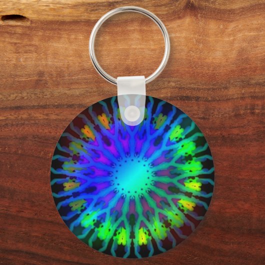 ダーク白熱［赤熱］光を放つ万華鏡のように千変万化するパターンアート キーホルダー (正面)