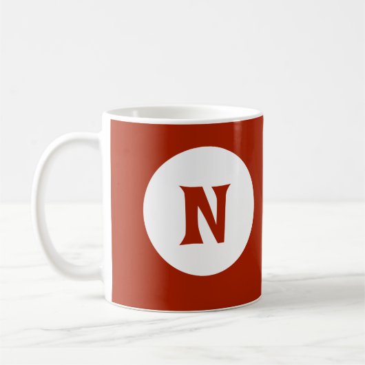 ダーク素晴らしレッドモノグラムイニシャル コーヒーマグカップ (左)