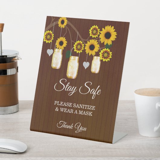 ダーク素朴イエローフローラメイスン結婚ジャーの安全性 台座サイン (インサイチュ)