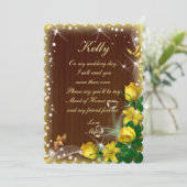 ダーク素朴ウッドイエローフローラメイド・オブ・オーナー(花嫁付き添い人) 招待状 (スタンド正面)