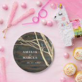 ダーク素朴ウッドウィンターツリーウェディングパーティー ペーパープレート (パーティー)