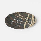 ダーク素朴ウッドウィンターツリーウェディングパーティー ペーパープレート (アングル)