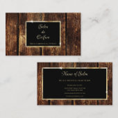 ダーク素朴ウッドエレガント金ゴールドフレーム美しいサロン 名刺 (正面/裏面)