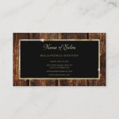 ダーク素朴ウッドエレガント金ゴールドフレーム美しいサロン 名刺 (裏面)