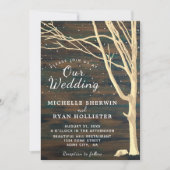 ダーク素朴ウッドツリー秋ウィンターウェディング 招待状 (正面)
