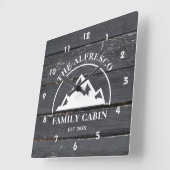 ダーク素朴ウッドパネルファミリーキャビン スクエア壁時計 (傾斜)