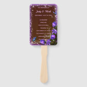 ダーク素朴ウッドパープルフローラ結婚式 プログラム ハンドファン (正面)