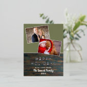 ダーク素朴ウッドファミリー2枚の写真シルバー 箔シーズンポストカード (立ち正面)