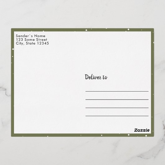 ダーク素朴ウッドファミリー2枚の写真シルバー 箔シーズンポストカード (裏面)