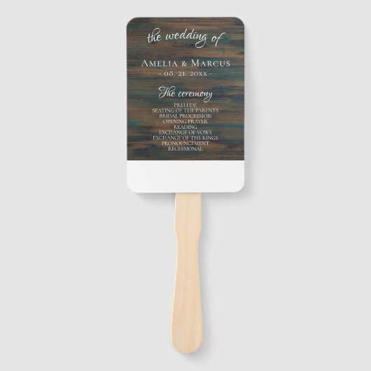 ダーク素朴ウッド結婚式 プログラム ハンドファン (正面)