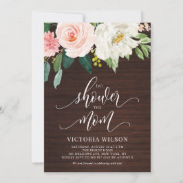 ダーク素朴ウッド赤面フローラ秋ベビーシャワー 招待状