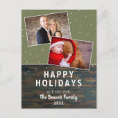 ダーク素朴ウッド雪の休日2写真 ポストカード (正面)