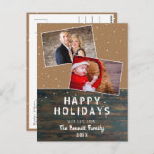 ダーク素朴ウッド雪の休日2写真 ポストカード (正面/裏面)