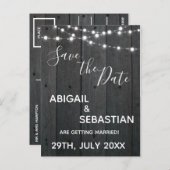 ダーク素朴ウッド、ストリングライト。 ポストカード (正面/裏面)