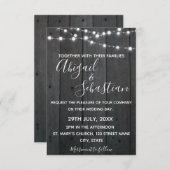 ダーク素朴ウッド、ストリングライト。 招待状 (正面/裏面)