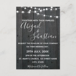 ダーク素朴ウッド、ストリングライト。 招待状