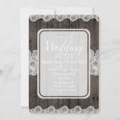 ダーク素朴ウッド&レースエレガントな結婚式 招待状 (正面)