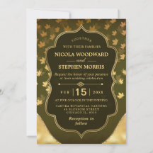 ダーク素朴グリーンと金ゴールドの紅葉結婚ズ