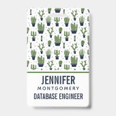 ダーク素朴グリーンサボテン砂漠のパターン職業 バッジ (裏面)