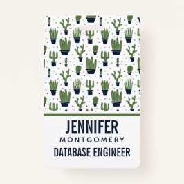 ダーク素朴グリーンサボテン砂漠のパターン職業 バッジ