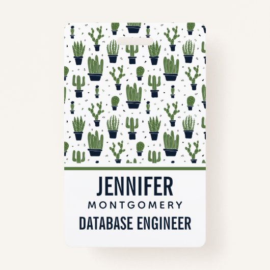 ダーク素朴グリーンサボテン砂漠のパターン職業 バッジ (正面)