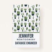 ダーク素朴グリーンサボテン砂漠のパターン職業 バッジ (裏面)