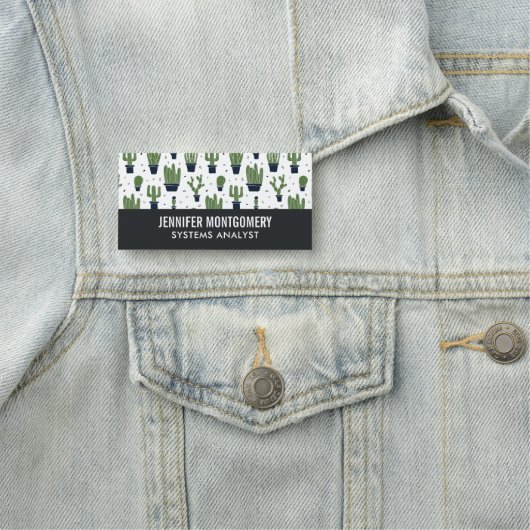 ダーク素朴グリーンサボテン砂漠のパターン職業 名札 (インサイチュ)