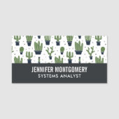 ダーク素朴グリーンサボテン砂漠のパターン職業 名札 (正面)