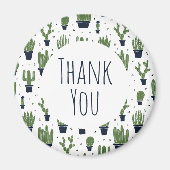 ダーク素朴グリーンサボテン砂漠パターンありがとうありがとう マグネット (正面)